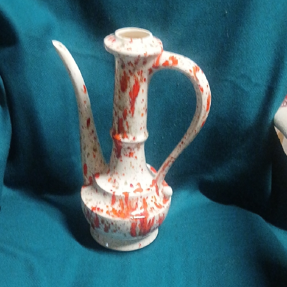 Red Speckled Ceramic Ewer Pitcher – Decorative Accent